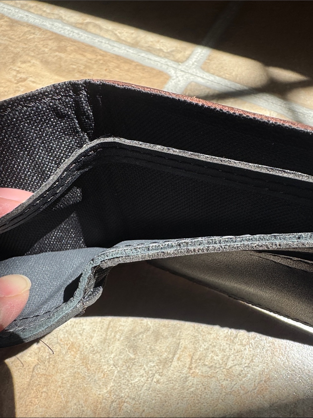 Monogrammed Brown & Black Leather Bi-Fold Wallet - AB - Picture 5 of 5